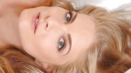 Gracile hungarian blonde cutie Cayenne Klein baring tiny tits and jerking off 